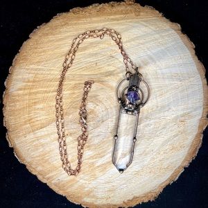 Crowned Clear Quartz Sword & Amethyst Necklace